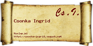 Csonka Ingrid névjegykártya